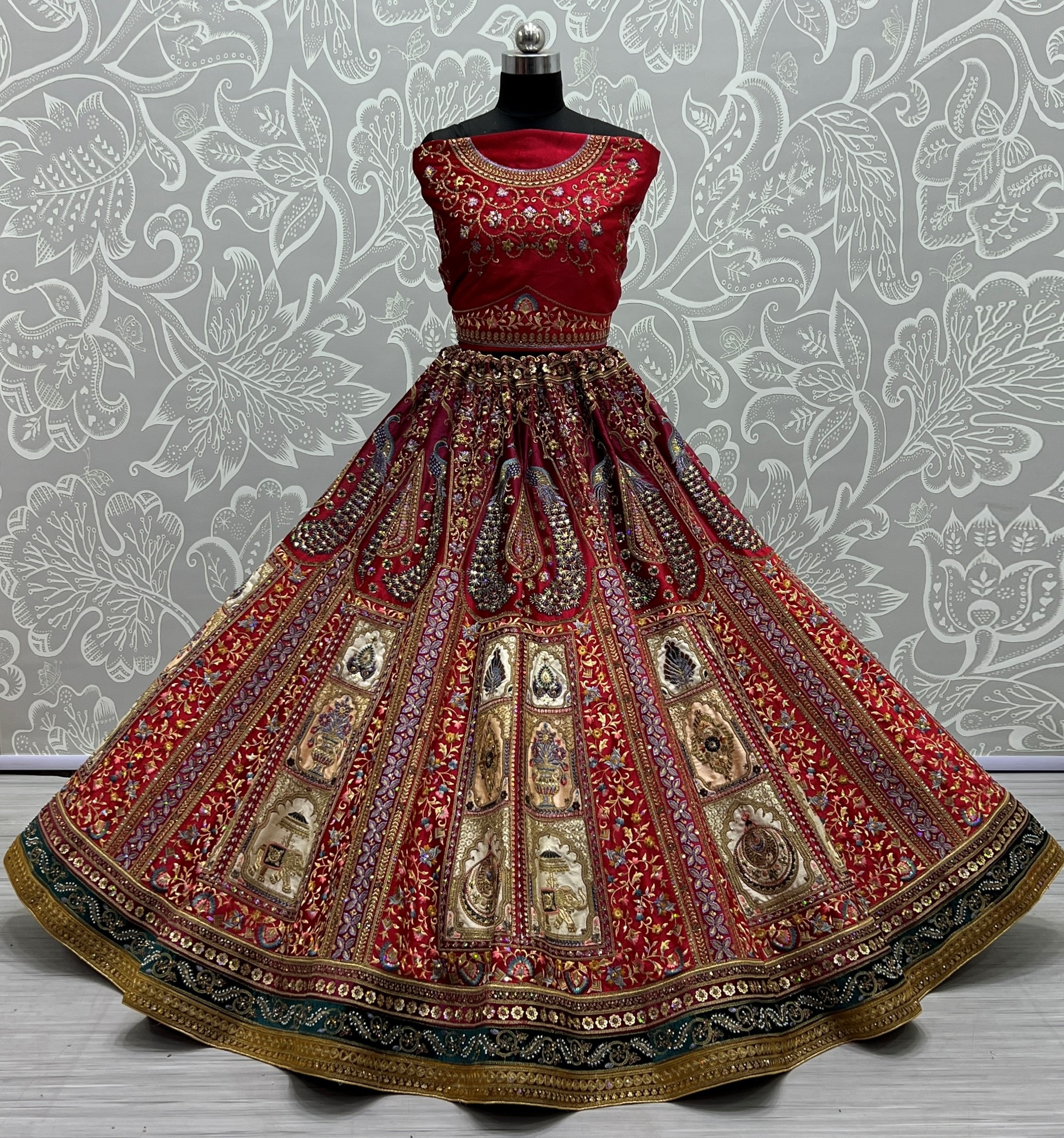 Exclusive Bridal Zari Embroidered Lehenga Choli In Maroon